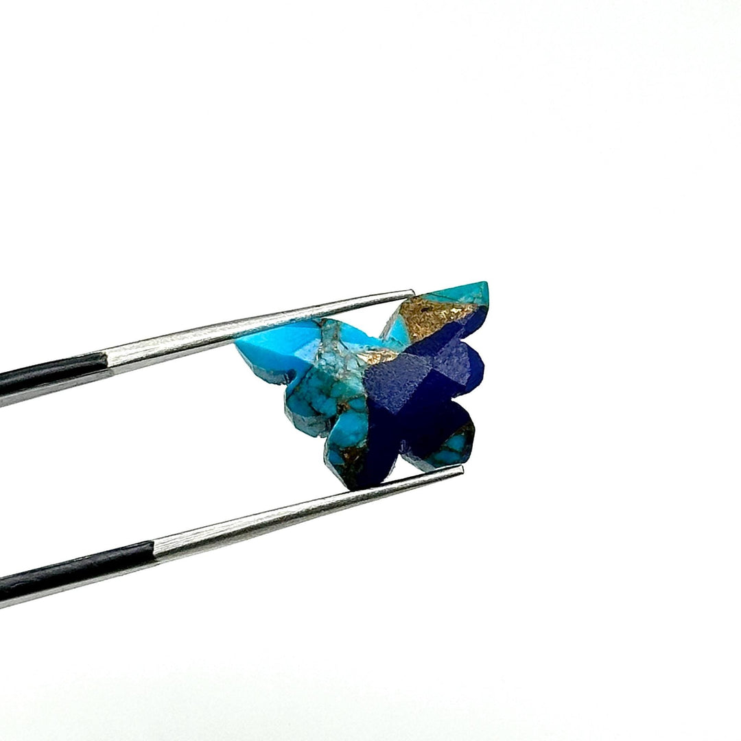 Beautiful Mohave Copper Turquoise Butterfly Shape Beads, Sky Blue & Dark Blue Faceted Butterfly Gemstone, Blue Turquoise Carvings 14x10 MM