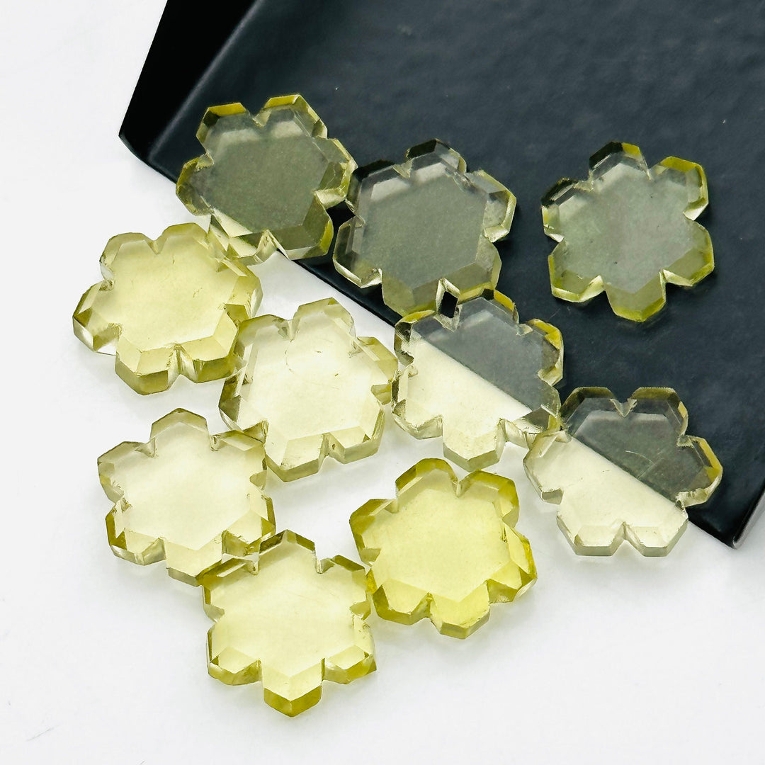 Beautiful Lemon Quartz Flower Shape Beads, 11 MM Lemon Quartz Carved Gemstone, Hexagon Shape Hand Carved Beads, Jewelry & Craft Making Charm