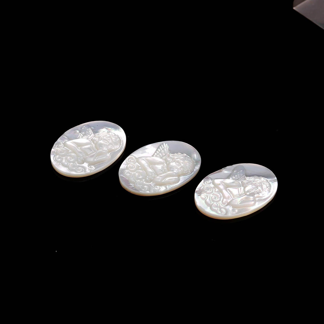 1 Pc Pearl Cameo Angel Carved Stone, Mother of Pearl Cameo Angel Structure Gemstone, Luster Pearl Carvings, 25 MM