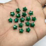 Faceted Malachite Star Beads: Hand-Carved Briolettes, 8mm
