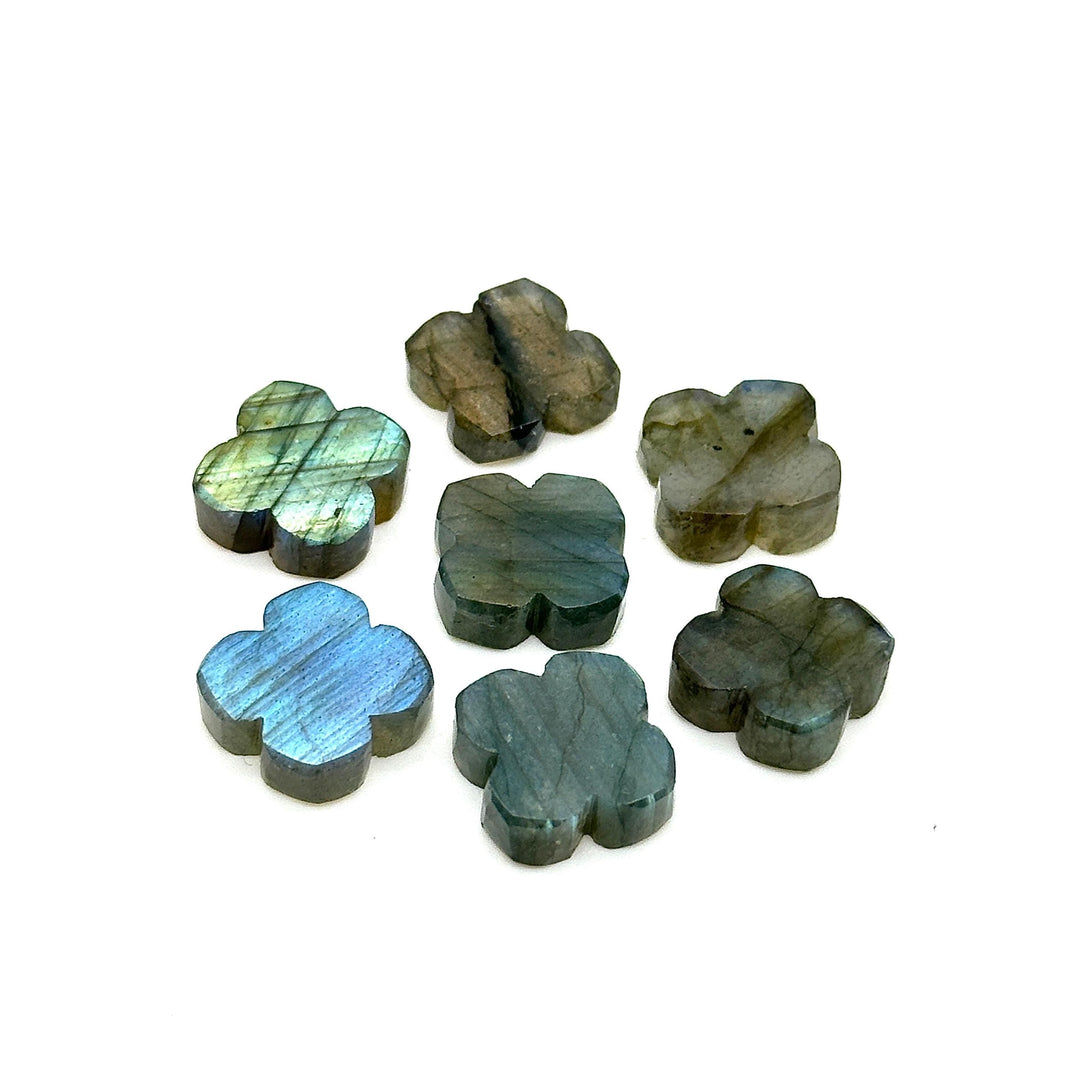 Natural Labradorite Clover Shape Beads, AAA Labradorite Four Leaf Clover Shape Gemstone, Loose Wholesale Beads for Jewelry, 12 MM